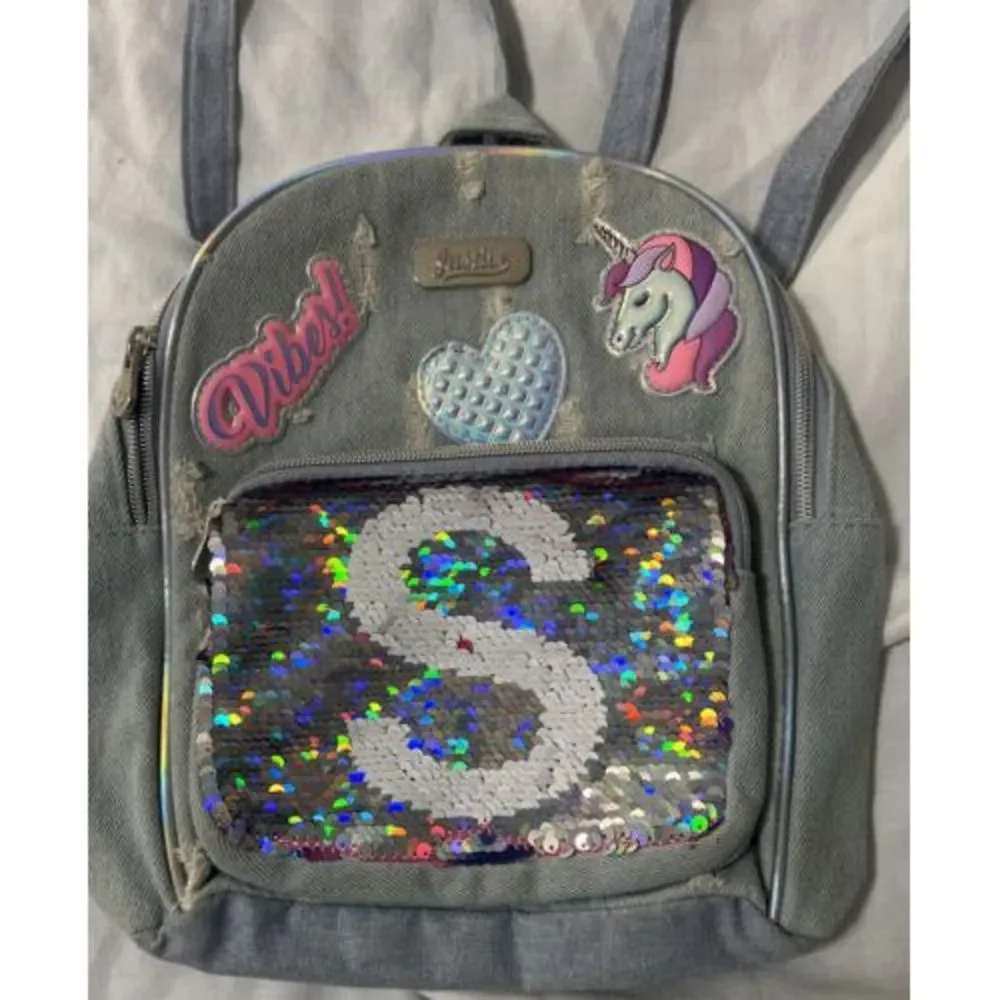 Justice ￼Silver‎ Flip Sequin Initial S Mini Backpack
